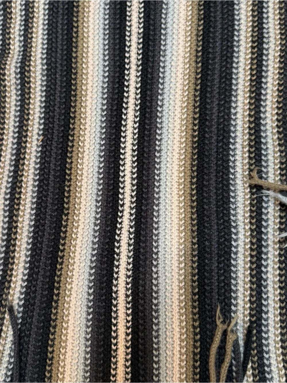 Men's Classic Striped Knit Scarf in Black & Gray